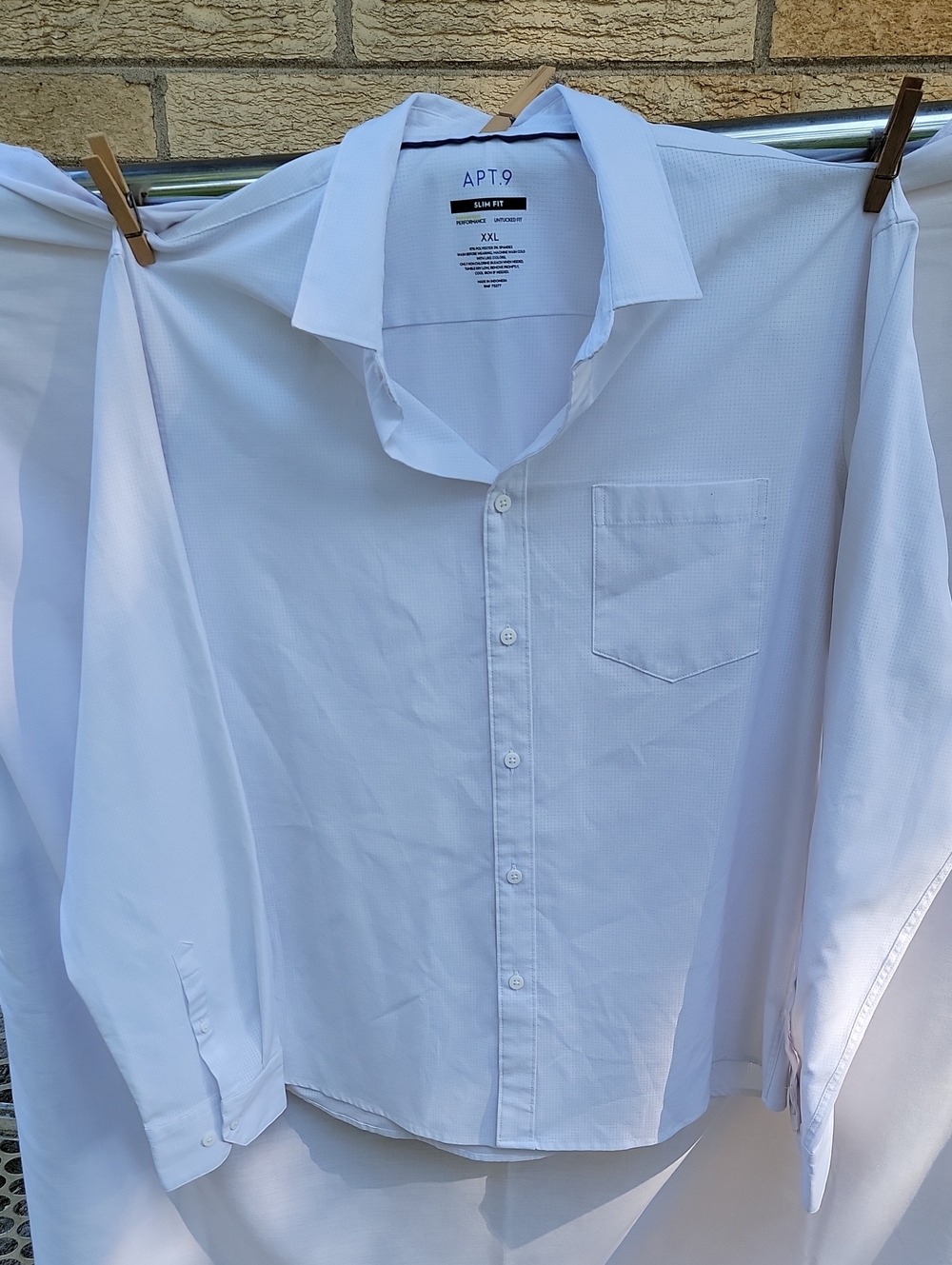 Apt. 9 White Men's Long-Sleeve Dress Shirt with Chest Pocket